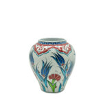 Handmade Ceramic "Kupecik" Ginger Jar (20cm) - Textured Relief Floral Pattern - Lidded Iznik Vase - Image 5