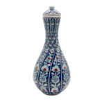 Handmade Ceramic "Cesme Bulbulu" Jar (30cm) - Tall Iznik Surahi Vase - Classic Blue & White Floral