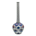 Handmade Ceramic Long-Neck Vase (25cm) - Minimalist Red Dot Detail & Carnations - Elegant Iznik Decor - Image 4