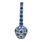 Handmade Ceramic Long-Neck Vase (25cm) - Classic Blue & White Floral Art - Iznik Decor - Image 4