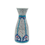 Handmade Ceramic Conical Vase (25cm) - Golden Horn "Halic" Spiral Pattern & Turquoise Panels