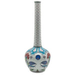 Handmade Ceramic Long-Neck Vase (25cm) - Turquoise Scallop Shoulder & Red Dots - Iznik Decor - Image 5