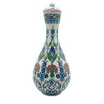 Handmade Ceramic "Nightingale" Surahi Jar (30cm) - Lidded Polychrome Floral Art - Red, Blue & Green - Image 5
