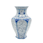 Handmade Ceramic Vase (30cm) - Golden Horn "Halic" Spirals - Blue & White Iznik Decor