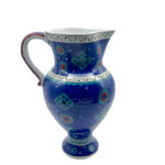 Handmade Ceramic Pitcher (25cm) - Deep Blue "Fish Scale" Pattern - Iznik Jug with Handle