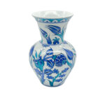 Handmade Ceramic Vase (20cm) - Blue & Turquoise Tulips - Cool Ocean Palette