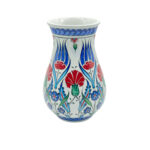 Handmade Ceramic "Pear" Vase (20cm) - Red Carnations & Blue Tulips - Classic Armudi Form - Image 5