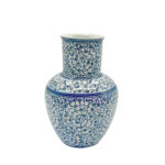 Handmade Ceramic Vase (20cm) - Blue and White Golden Horn Halic Pattern - Spiral Scrolls Design