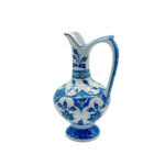 Handmade Ceramic Pitcher (20cm) - Blue and White Pattern - Lion's Mouth Vase - Image 6
