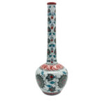 Handmade Ceramic Long Neck Vase (25cm) - Grey Lotus & Red Shoulder - Elegant Bottle Form - Image 5