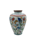 Handmade Ceramic Lidded Jar (30cm) - The Vizier Vase - Purple & Yellow Florals with Braided Red Trim - Image 6