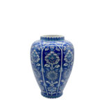 Handmade Ceramic Lidded Jar (30cm) The Shah Vase Cobalt Blue Ground and White Floral Panels - Image 5