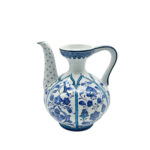 Handmade Ceramic Ewer (20cm) - Blue and White Panel Pattern - Traditional Ibrik Form