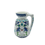 Handmade Ceramic Pitcher (20cm) - Blue Arches & Colorful Spring Florals - Wide Mouth Jug - Image 7