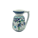 Handmade Ceramic Pitcher (20cm) - Blue Arches & Colorful Spring Florals - Wide Mouth Jug