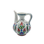 Handmade Ceramic Ewer (20cm) - Red Tulips & Floral Panels - Traditional Ibrik Form - Image 7