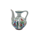 Handmade Ceramic Ewer (20cm) - Red Tulips & Floral Panels - Traditional Ibrik Form