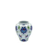 Handmade Ceramic Lidded Jar (20cm) Blue and Turquoise Floral Ginger Vase Kupecik - Image 5