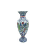 Handmade Ceramic Palace Vase (50cm) Stylized Red Roses and Rumi Borders Pedestal Urn - Image 5