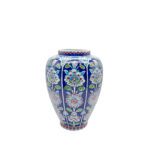 Handmade Ceramic Shah Vase (30cm) Royal Cobalt Blue Background Floral Temple Jar - Image 5