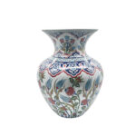 Handmade Ceramic Grand Vase (50cm) Ottoman Garden Red Roses and Scalloped Border Floor Vase - Image 4