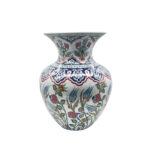 Handmade Ceramic Grand Vase (50cm) Ottoman Garden Red Roses and Scalloped Border Floor Vase