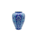 Handmade Ceramic Shah Vase (30cm) Turquoise and Dark Blue Vertical Panels Temple Jar - Image 6