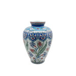 Handmade Ceramic Vizier Jar (30cm) Carved Relief Texture and Ottoman Red Tulips - Image 6