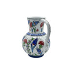 Handmade Ceramic Pitcher Vase (20cm) Classic Red Carnation and Blue Tulip - Image 8