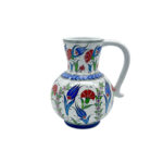Handmade Ceramic Pitcher Vase (20cm) Classic Red Carnation and Blue Tulip - Image 7