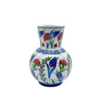 Handmade Ceramic Pitcher Vase (20cm) Classic Red Carnation and Blue Tulip - Image 6