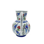 Handmade Ceramic Pitcher Vase (20cm) Classic Red Carnation and Blue Tulip - Image 9