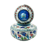 Handmade Ceramic Classic Iznik Jar with Lid Red Tulip and Meander Border - Image 6