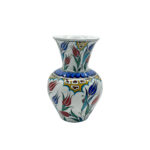 Handmade Ceramic Floral Vase (20cm) Red Tulip and Golden Garden Pattern - Image 5