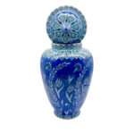 Handmade Ceramic Shah Vase with Lid (30cm) Deep Blue Saz Style Floral Lidded Jar - Image 7