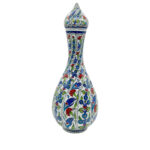 Handmade Ceramic Twisted Nightingale Vase with Lid (30cm) Spiral Polychrome Floral