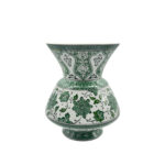 Handmade Ceramic King Vase (30cm) Emerald Green Hatai Pattern Pedestal Form - Image 7