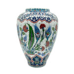 Handmade Ceramic Grand Shah Vase with Lid (60cm) Classic White Saz Leaf & Carnation - Image 7