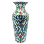 Handmade Ceramic Imperial Palace Vase (60cm) Classic White Symmetrical Saz-Hatai Pattern - Image 10