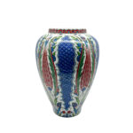 Handmade Ceramic Grand Shah Vase with Lid (60cm) Blue Scale and Imperial Tulip - Image 6