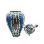 Handmade Ceramic Grand Shah Vase with Lid (60cm) Blue Scale and Imperial Tulip