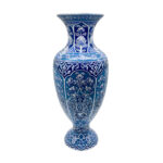 Handmade Ceramic Palace Vase (50cm) Imperial Blue Rumi Panel Pattern