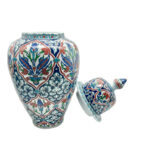 Handmade Ceramic Grand Shah Vase with Lid (60cm) Imperial Floral Lattice Pattern