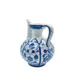 Handmade Ceramic Ewer Pitcher (20cm) Blue and White Rumi Segment Pattern - Image 6