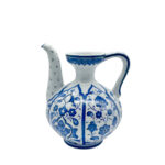 Handmade Ceramic Ewer Pitcher (20cm) Blue and White Rumi Segment Pattern