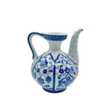 Handmade Ceramic Ewer Pitcher (20cm) Blue and White Rumi Segment Pattern - Image 8