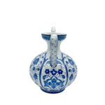 Handmade Ceramic Ewer Pitcher (20cm) Blue and White Rumi Segment Pattern - Image 7