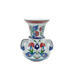 Handmade Ceramic Kandil Vase (20cm) Classic White Floral Triple Handled Form
