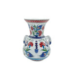 Handmade Ceramic Kandil Vase (20cm) Classic White Floral Triple Handled Form - Image 6