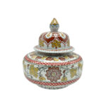 Handmade Ceramic Iznik Vase Golden Harvest Yellow and Red Floral Ginger Jar